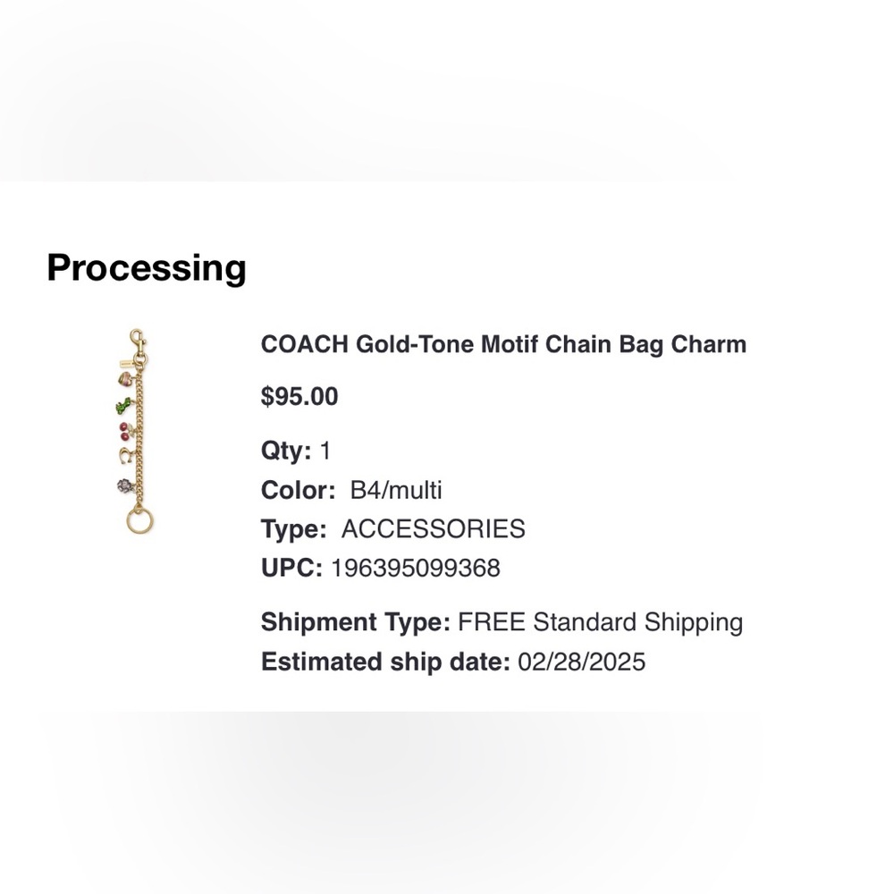 Coach Gold-Tone Motif Bag Charm